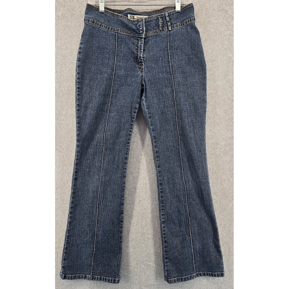 Vtg Y2K Faded Glory Jeans Women Sz 8 Blue Denim Flare Bell Bootcut Mid Ponte